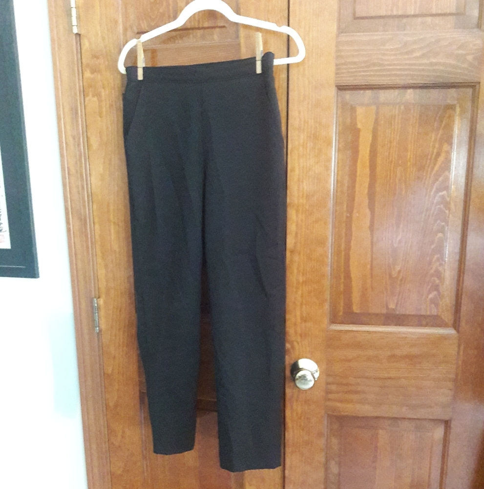 90s Vintage Black High Waist Trousers Petite Fall Vibes Rockabilly Pinup - Picture 2 of 11